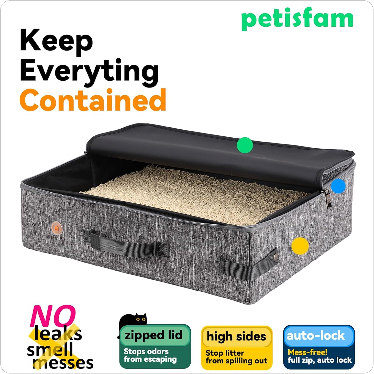 Portable Litter Box for Easy Travel with Cats and Kitties with 1 Collapsible Bowl and 1 Scoop